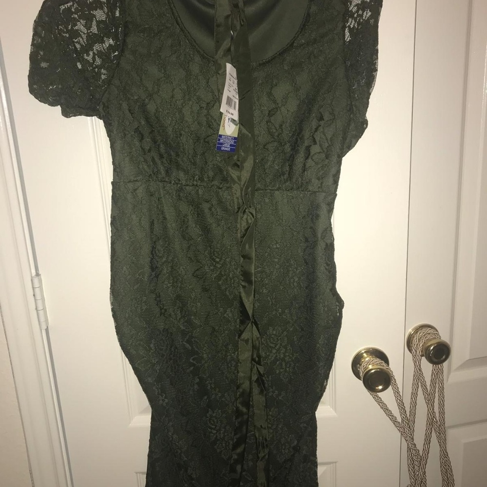 Olive green Sleeve Lace Dress- Maternity